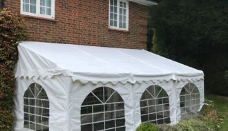 marquee against the house